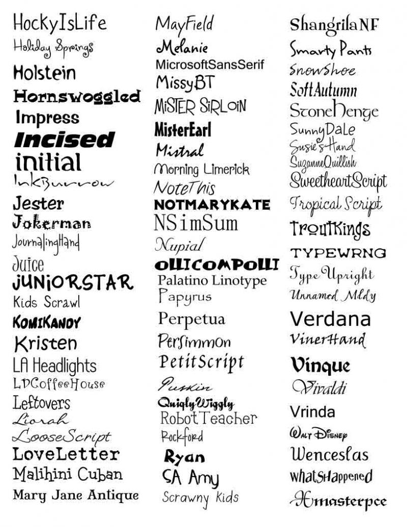 fonts for microsoft word 2010